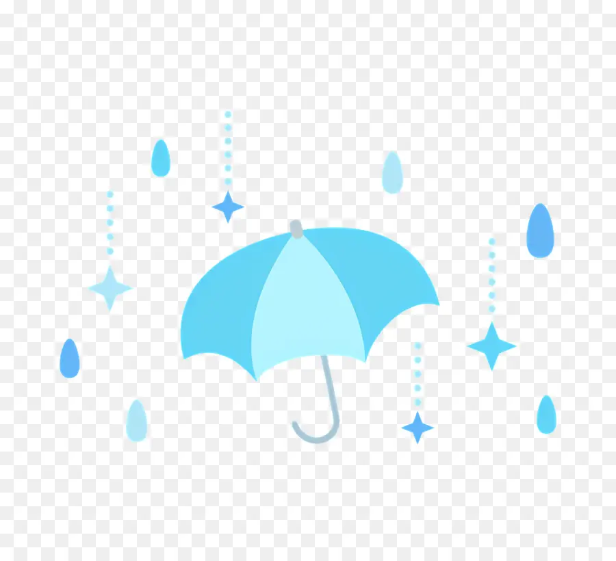 дождливый день，синий зонтик PNG