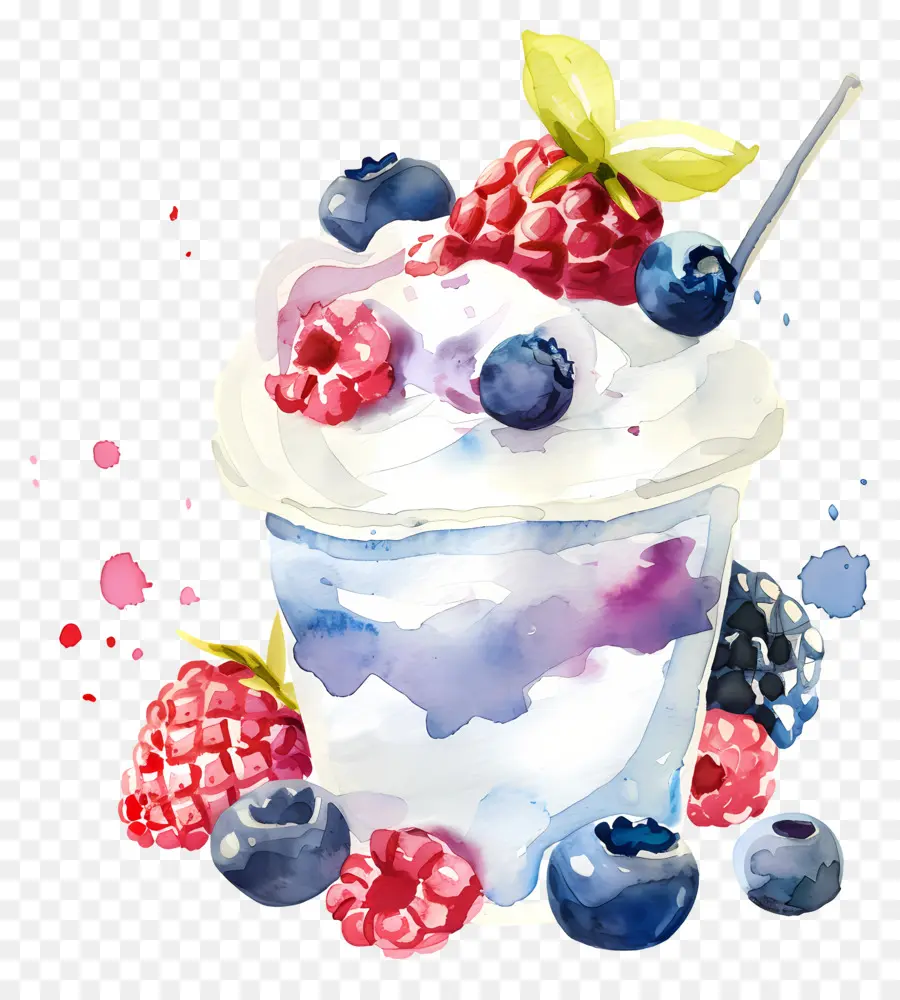 Yogurt，акварельная живопись PNG