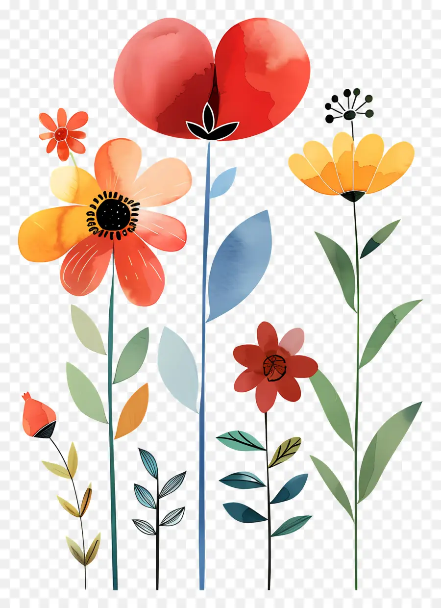 цветы，Watercolor Flowers PNG