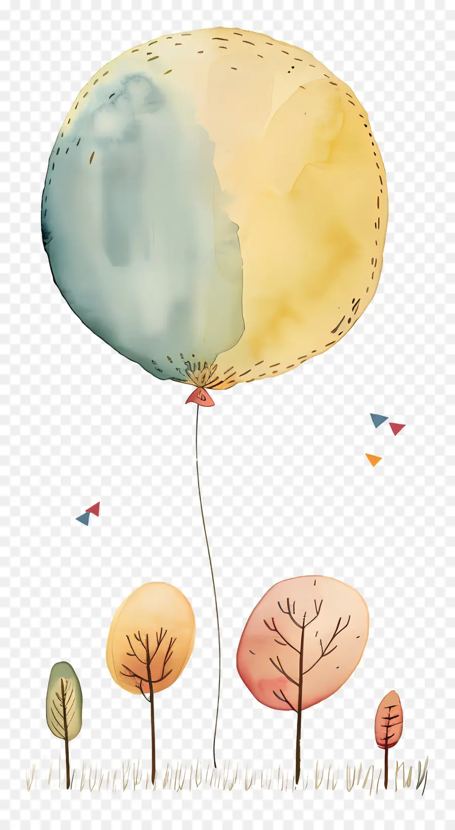 Воздушный шар，Пейзажной живописи PNG