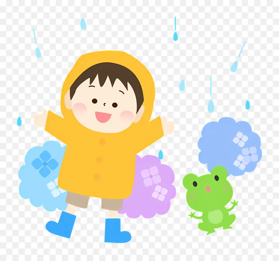 дождливый день，Мальчик на плащ PNG