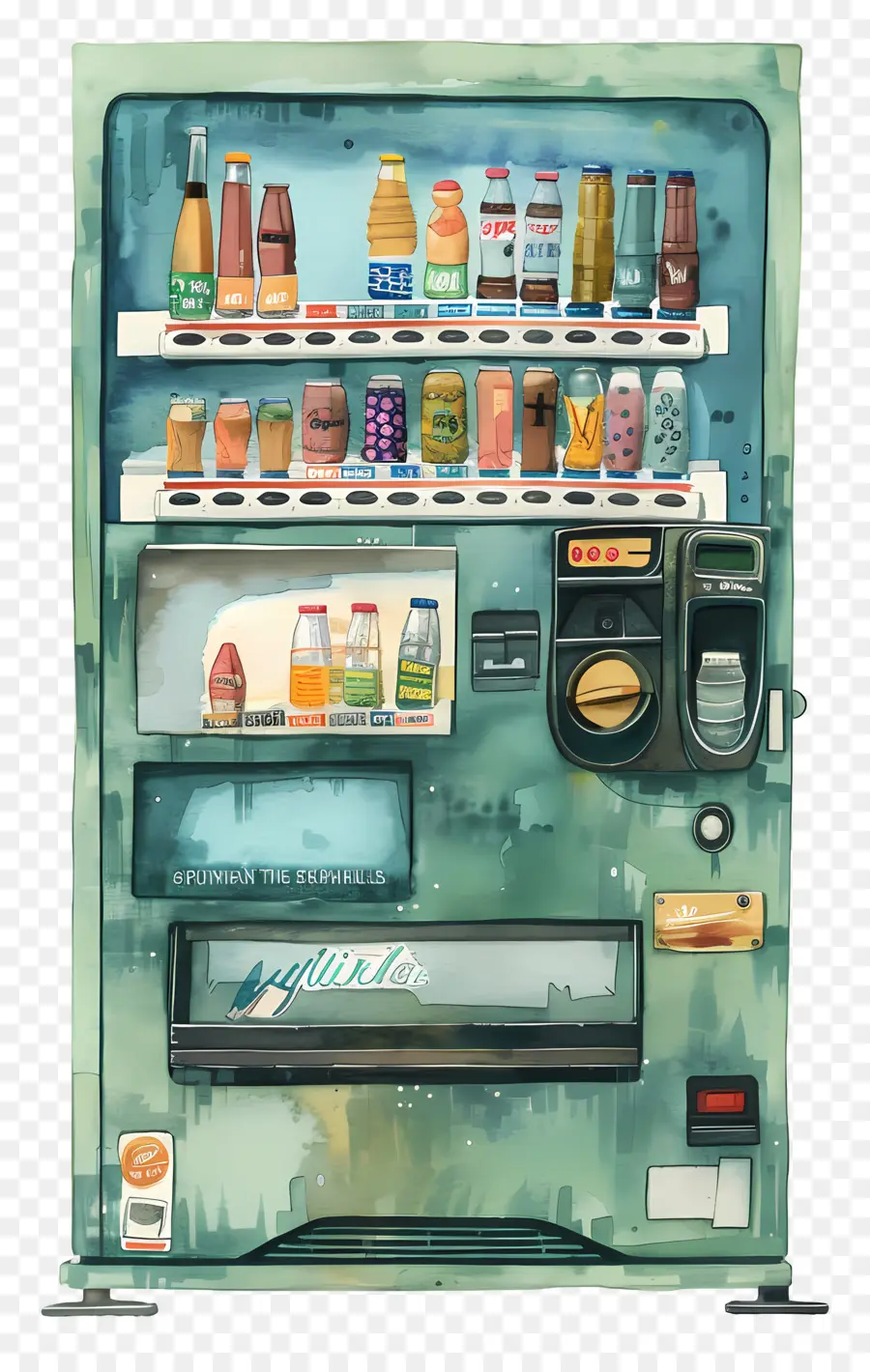 Торговый автомат，акварельная живопись PNG