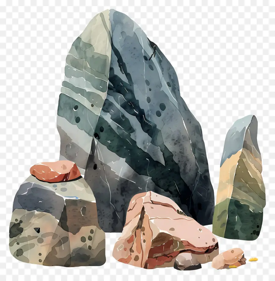 Рок，красочные камни PNG