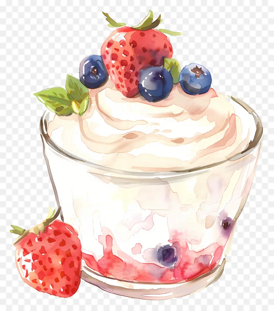 Yogurt，свежей клубникой PNG