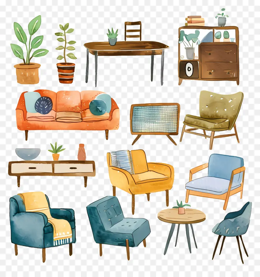 мебель，Colorful Furniture PNG