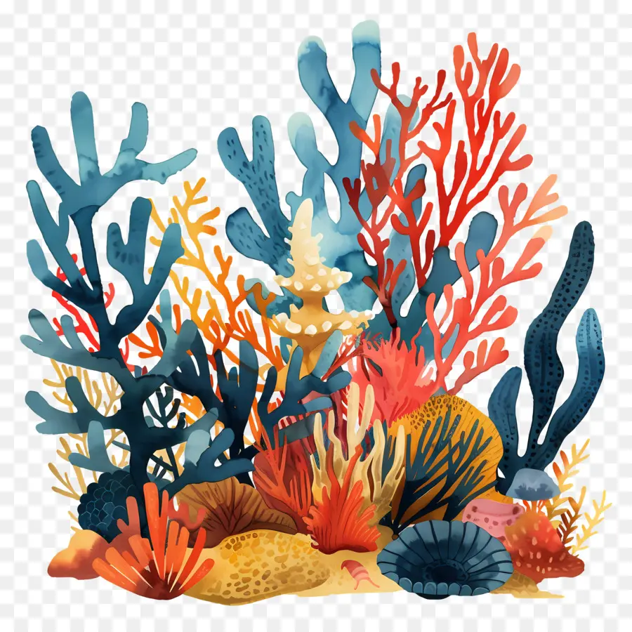 Коралловый риф，красочная рыба PNG