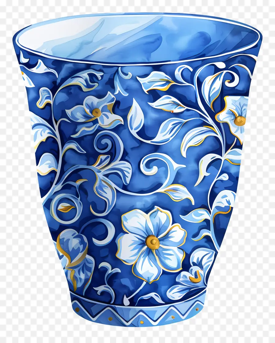 Узорчатая синяя чашка，Синий Ваза PNG