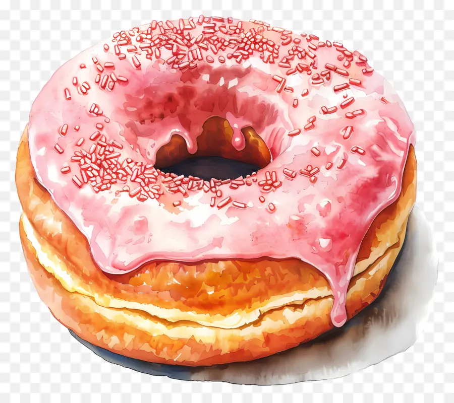 Donut，Розовый матовая пончик PNG