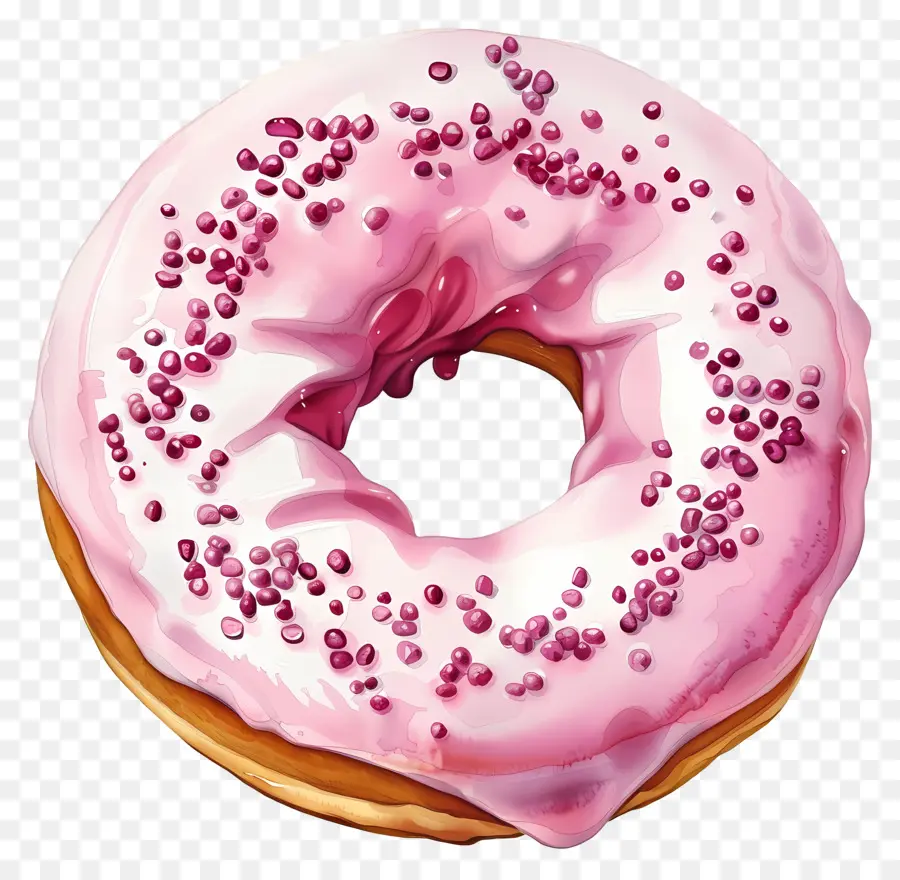 Donut，Розовый глазурный пончик PNG