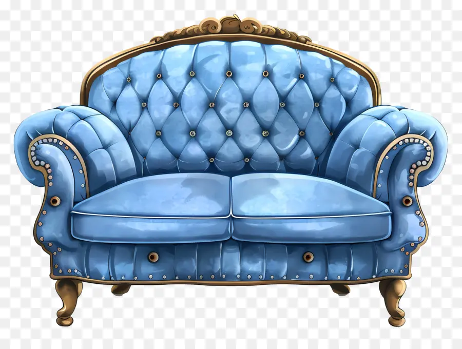 синий диван，синий кожаный диван PNG