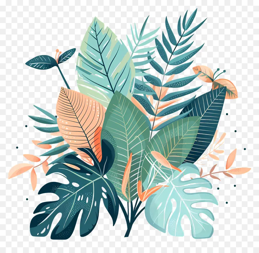 джунгли листья，тропические растения PNG