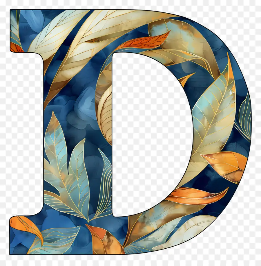 Letter D，листья PNG
