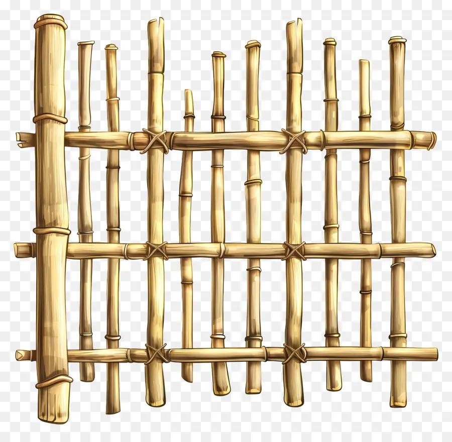 бамбуковый забор，натуральный коричневый бамбук PNG