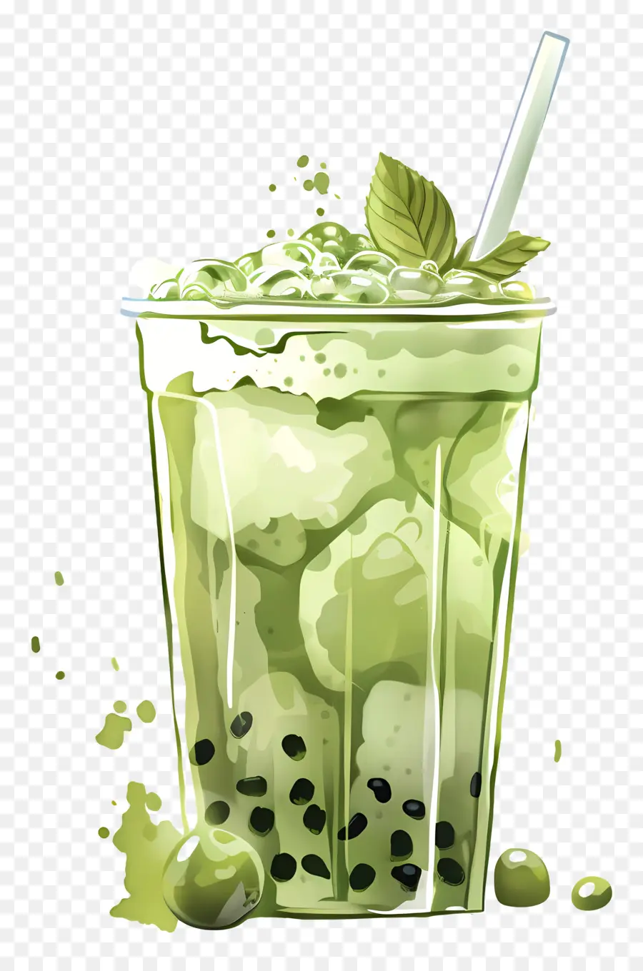 Матча пузырьковый чай，Green Tea PNG