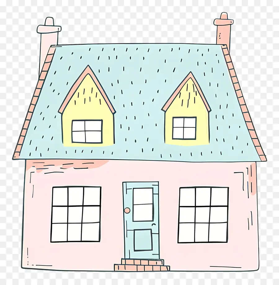 Doodle House，розовый дом PNG