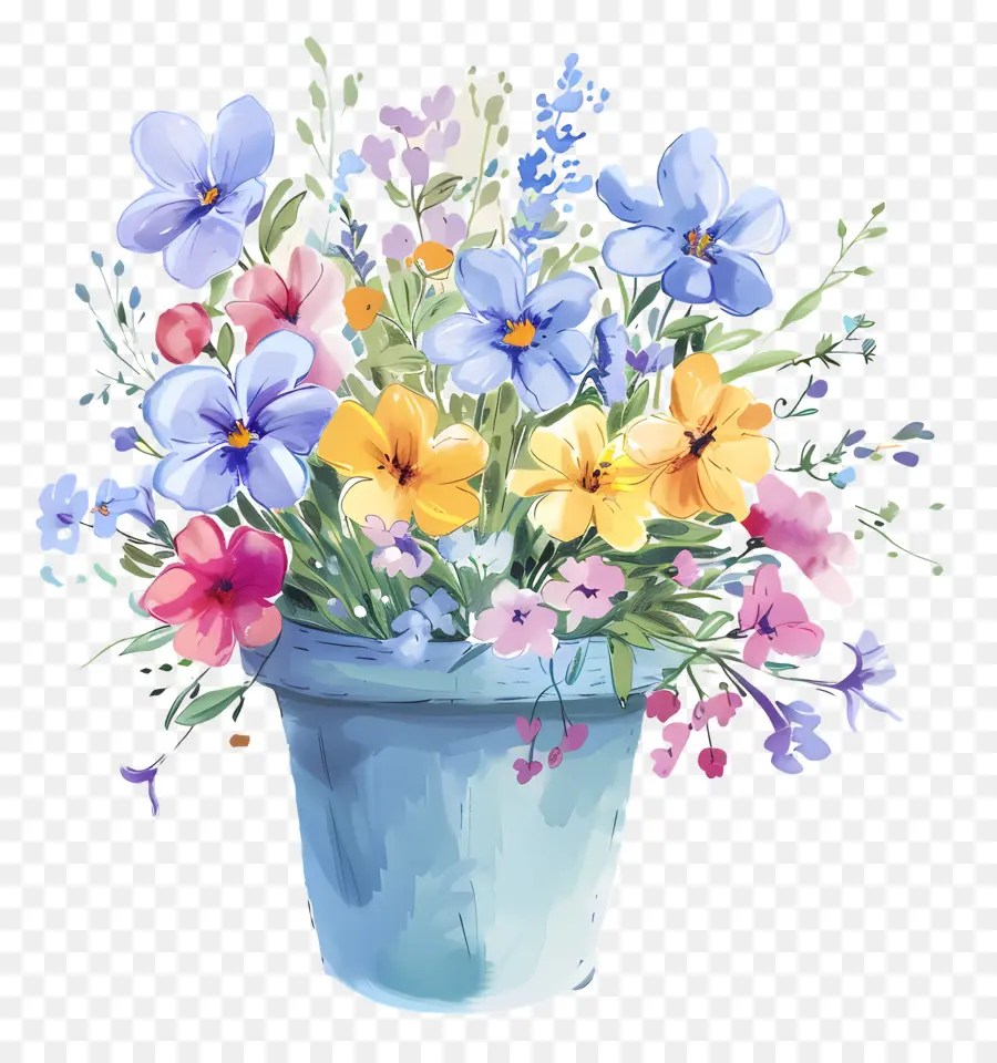 Цветы в горшке，Watercolor Flowers PNG