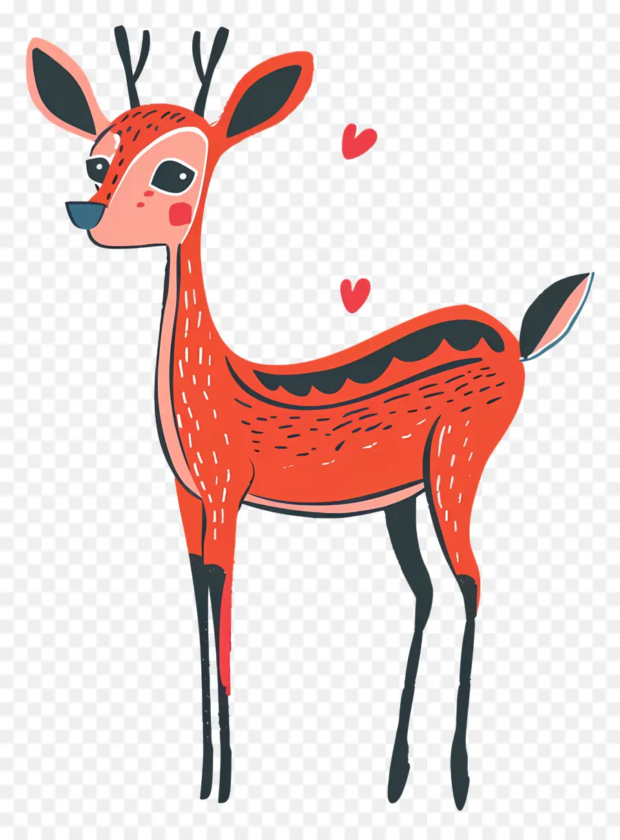 Cartoon Deer，Красный олень PNG