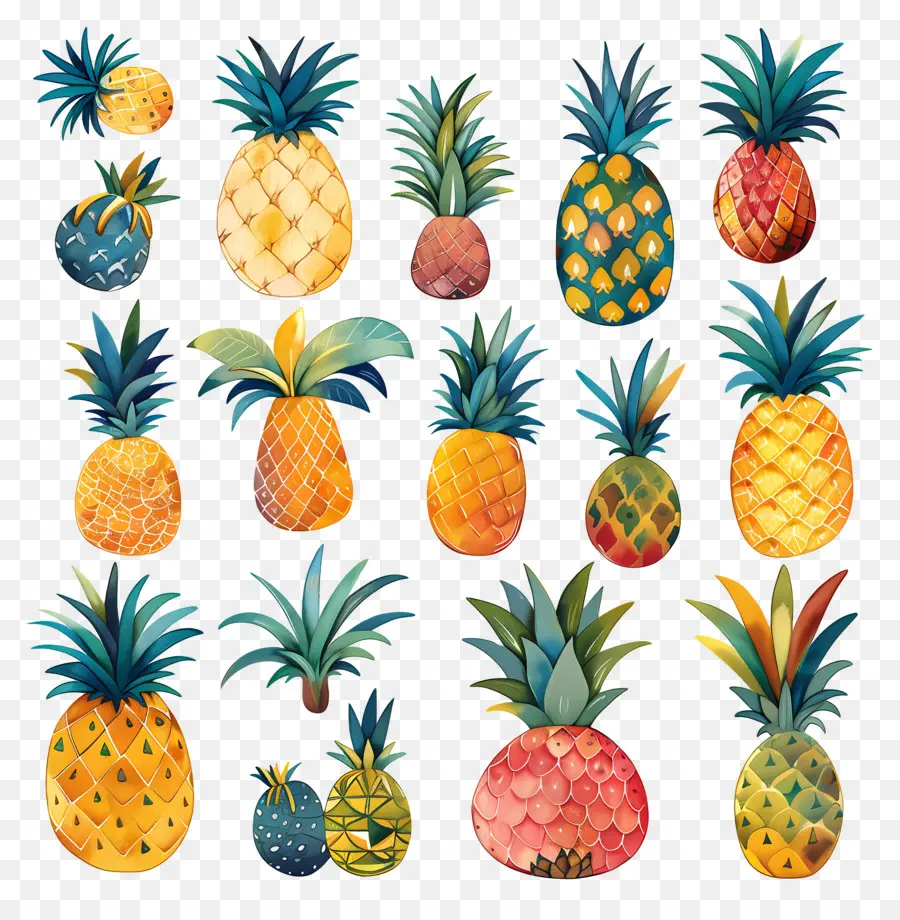 Pineapple，акварельная живопись PNG