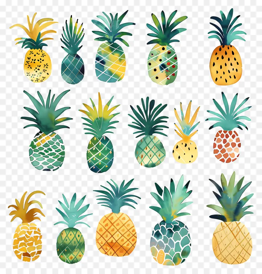 Pineapple，акварельная живопись PNG