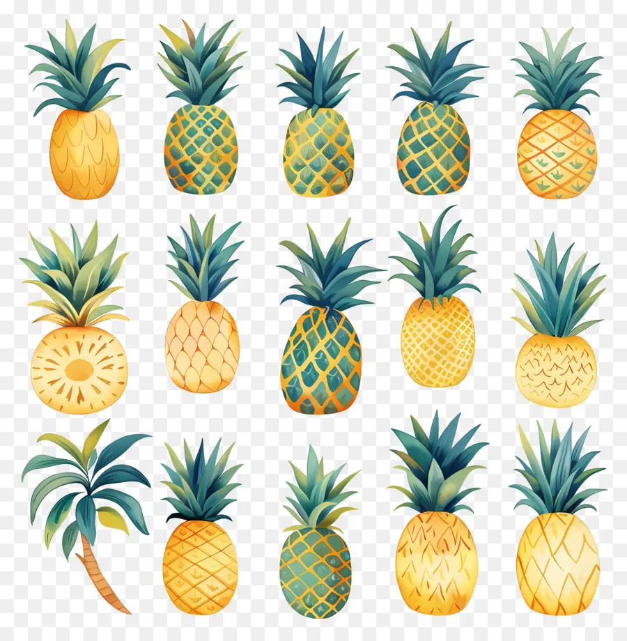 Pineapple，акварельная живопись PNG