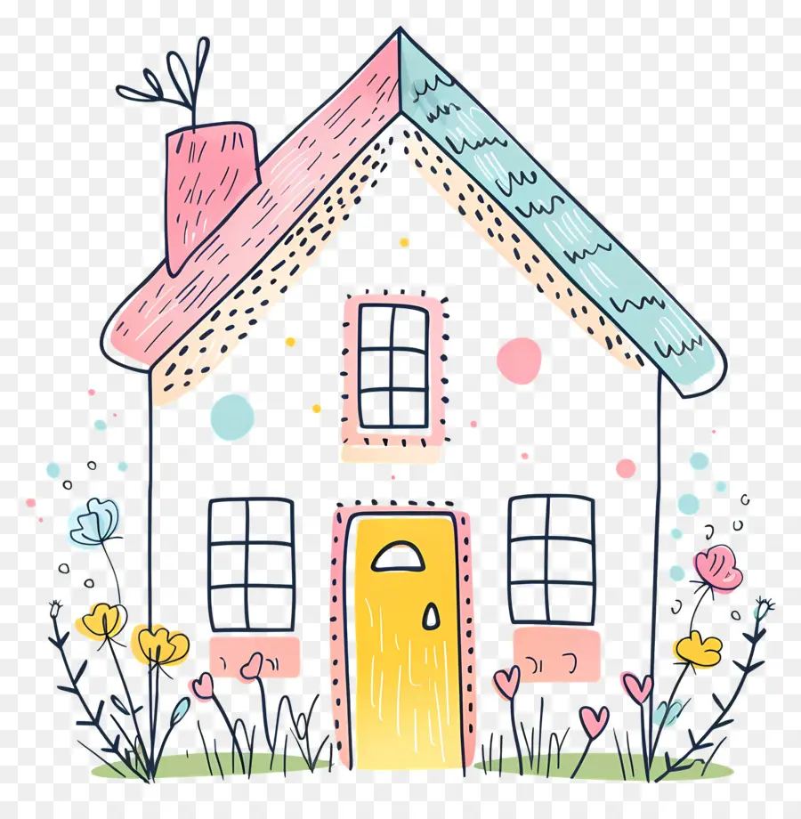 Doodle House，красочный дом PNG