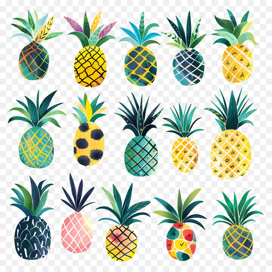 Pineapple，акварельные картины PNG