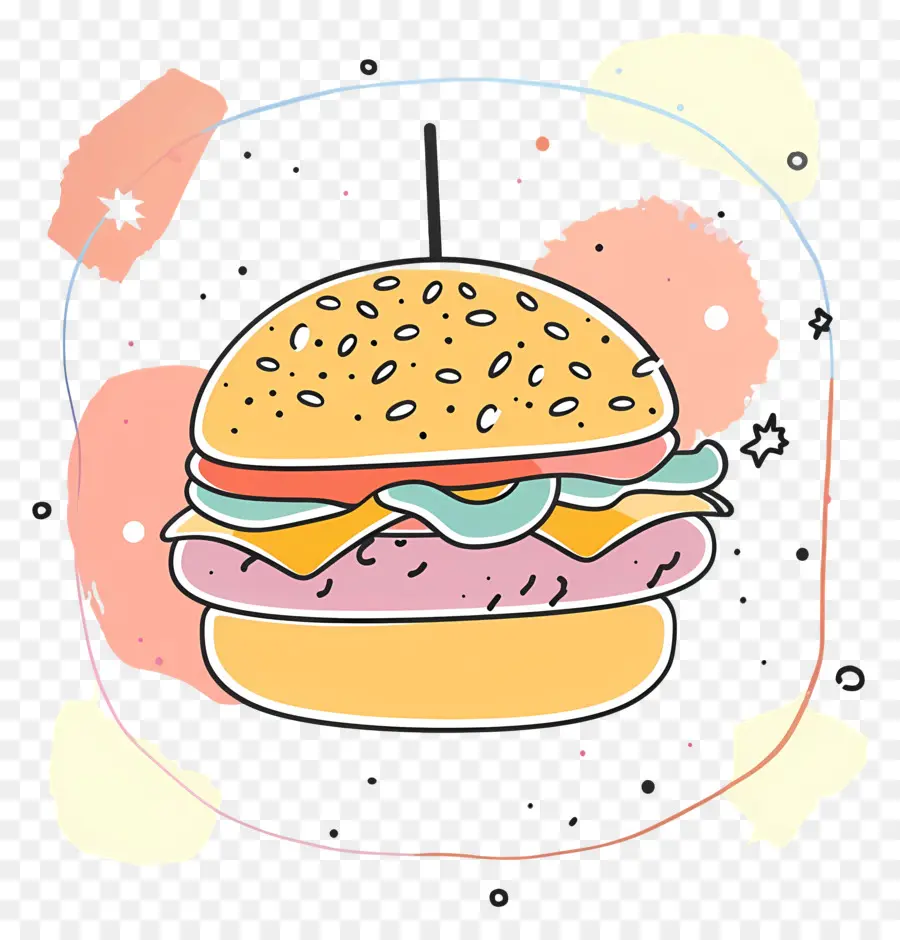 Doodle Burger，Абстрактное пищевое искусство PNG