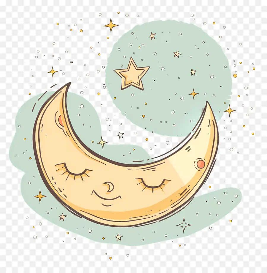 Doodle Moon，Crescent Moon PNG