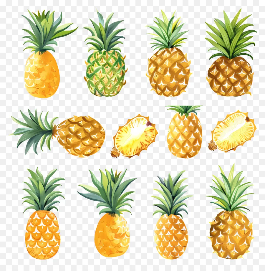 Pineapple，акварельные иллюстрации PNG