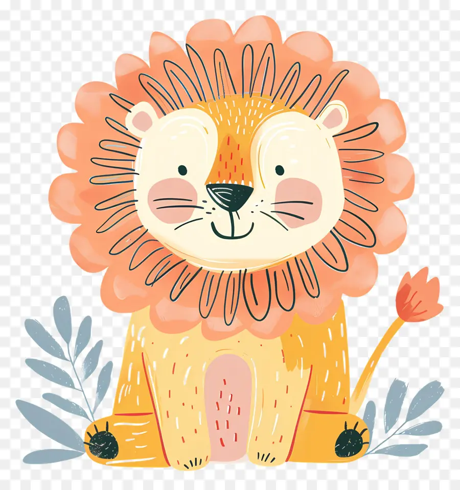 Doodle Lion，мультфильм Лев PNG