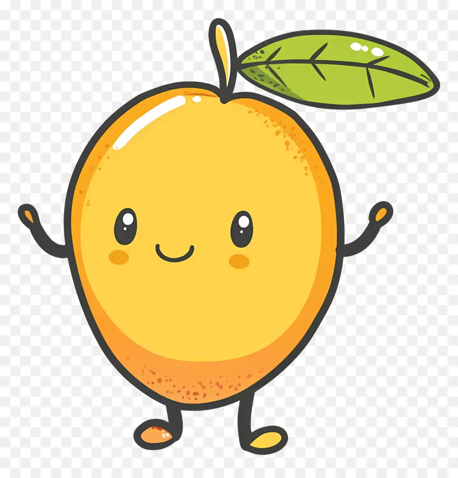 Doodle Mango，мультипликационный оранжевый PNG