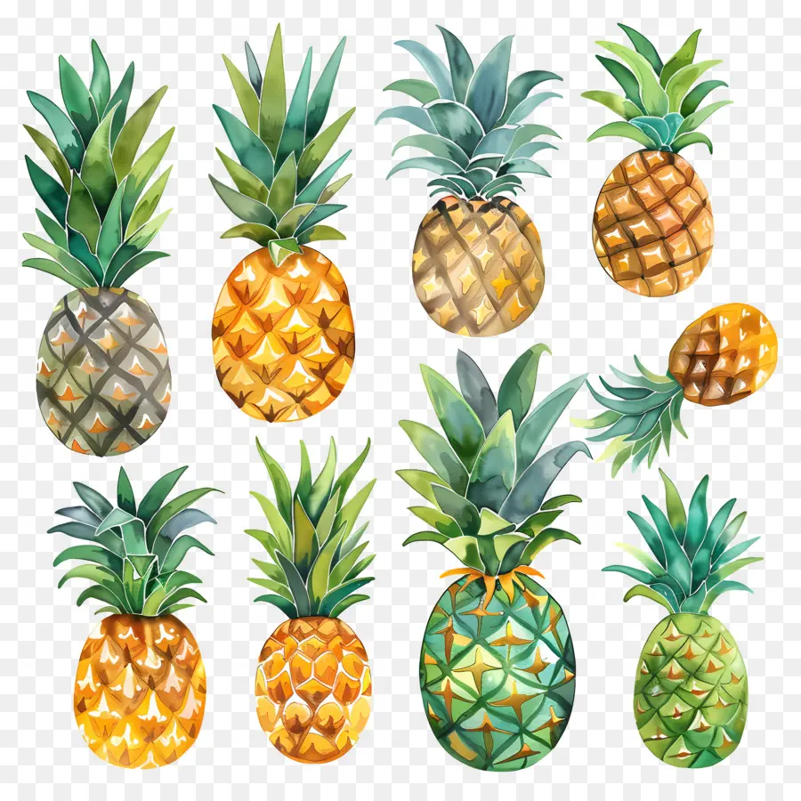 Pineapple，акварель PNG