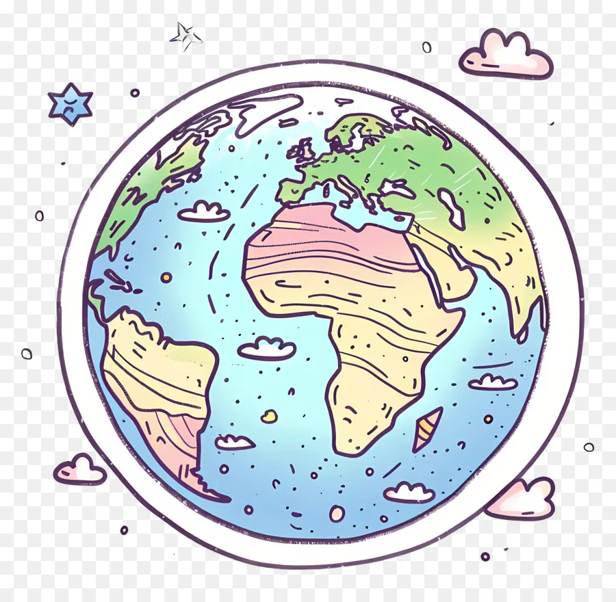 Doodle Earth，Земля иллюстрация PNG