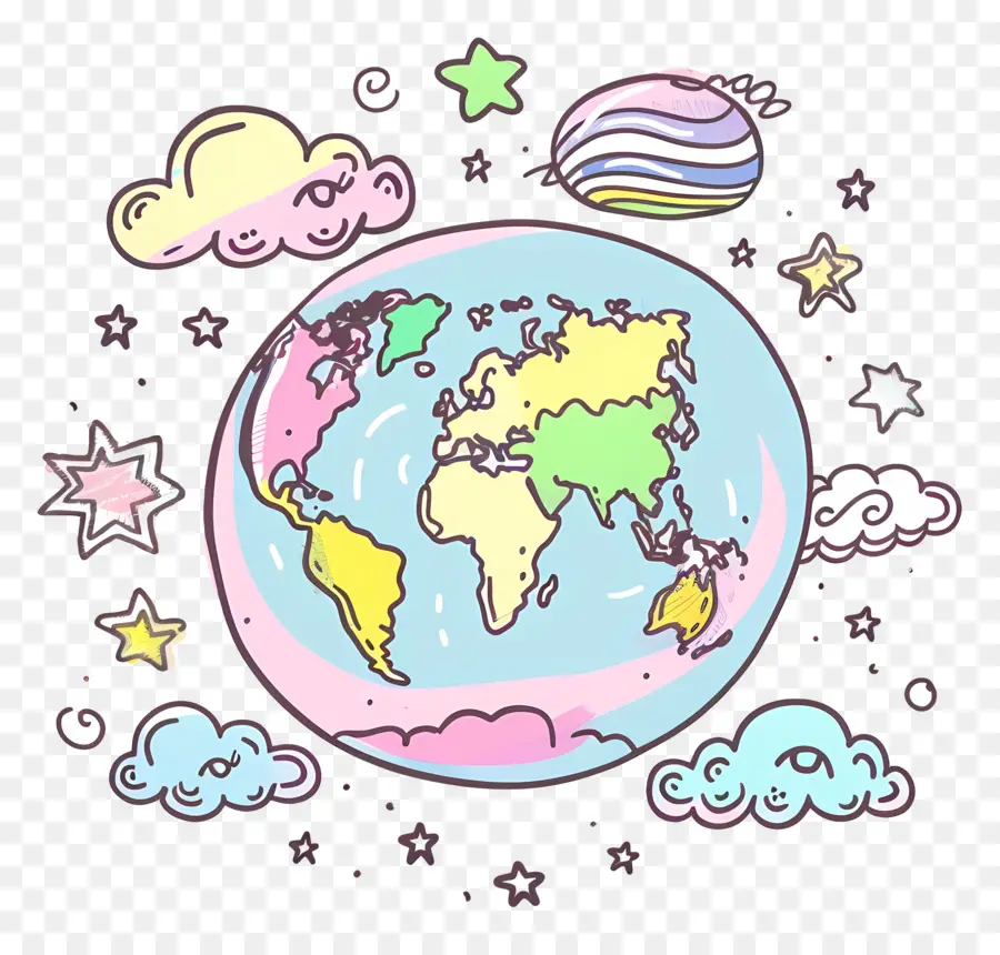 Doodle Earth，Земля PNG