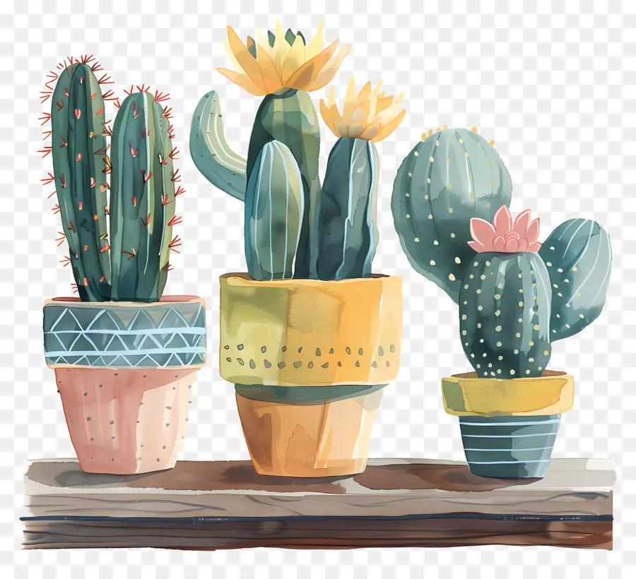 Горшки кактусы，Cacti PNG