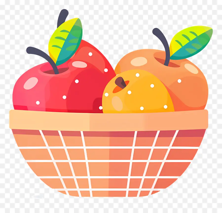 Корзина с яблоками，Fruit Basket PNG