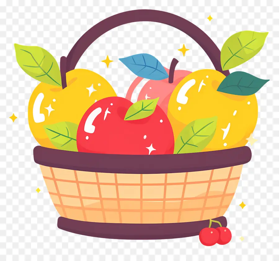 Корзина с яблоками，Fruit Basket PNG