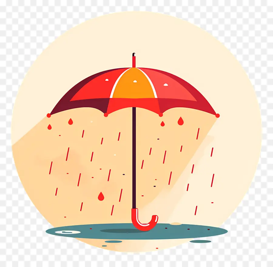 Red Umbrella，капли дождя PNG