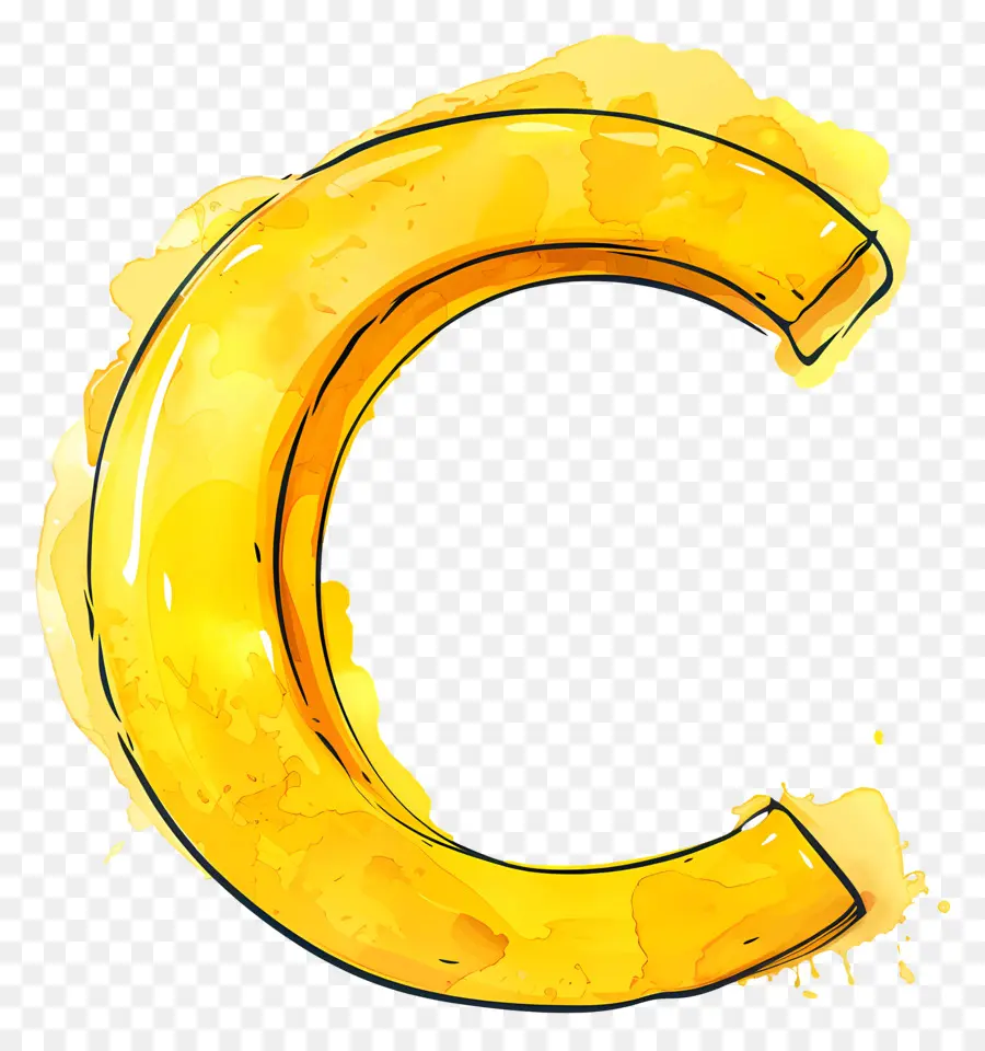 Letter C，желтый PNG