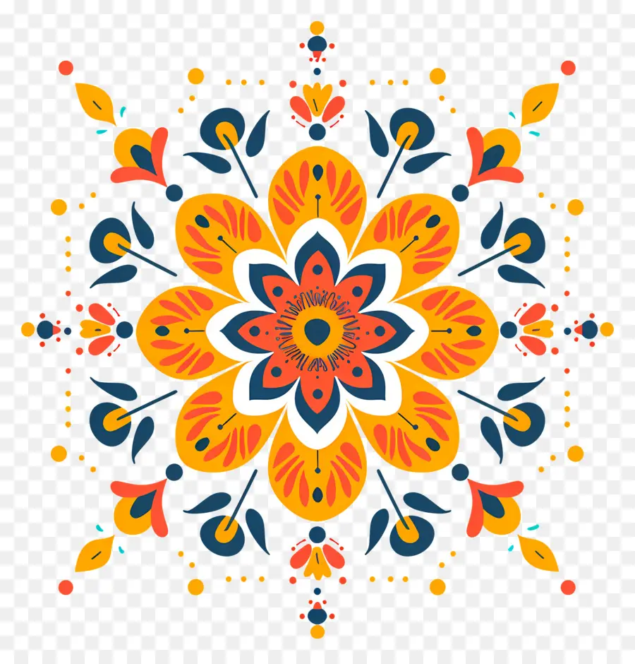 Цветочный Ранголи，Floral Pattern PNG