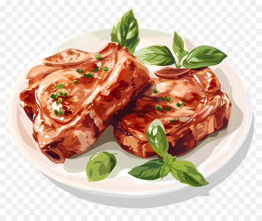 Свиные отбивные，Приготовленное мясо PNG