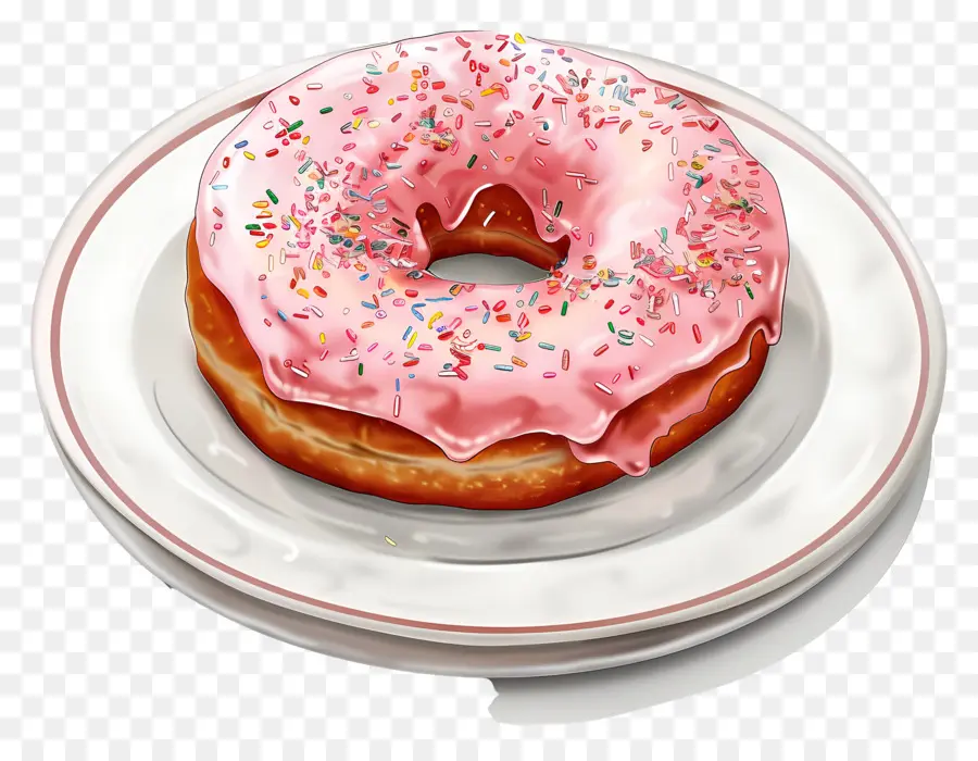 Donut，Розовый матовая пончик PNG