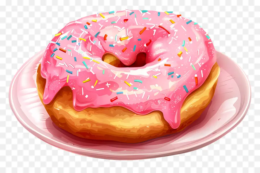 Donut，розовый пончик PNG