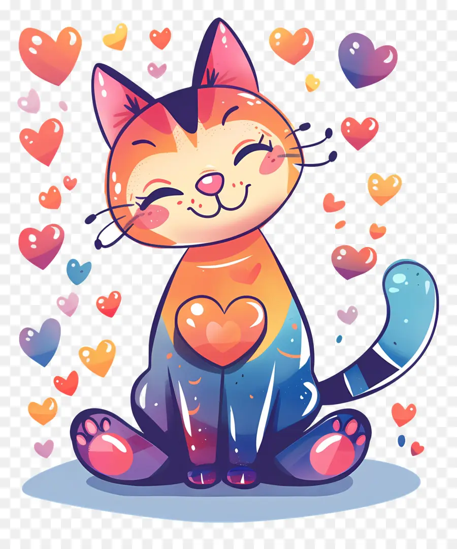 кошка，Valentines Day PNG