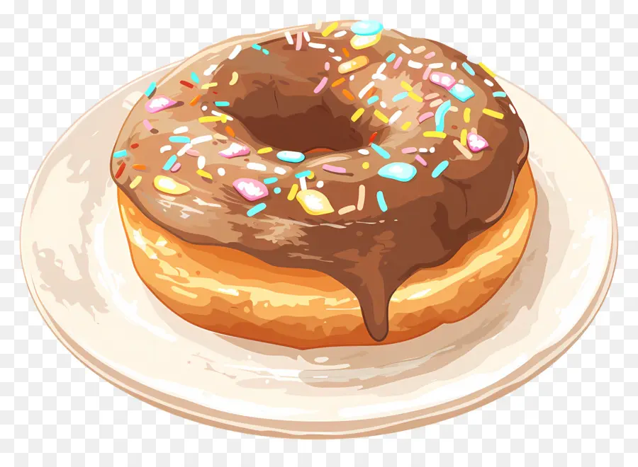 Donut，Шоколадный пончик PNG