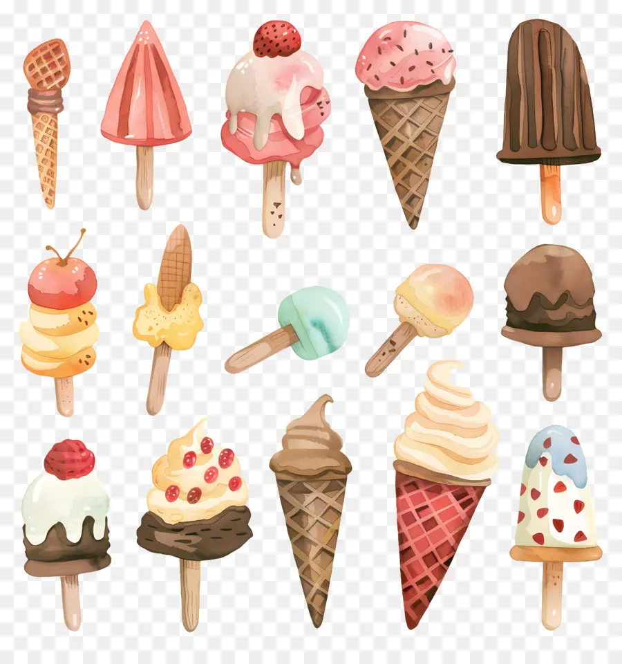 Мороженое，Ice Cream Cones PNG