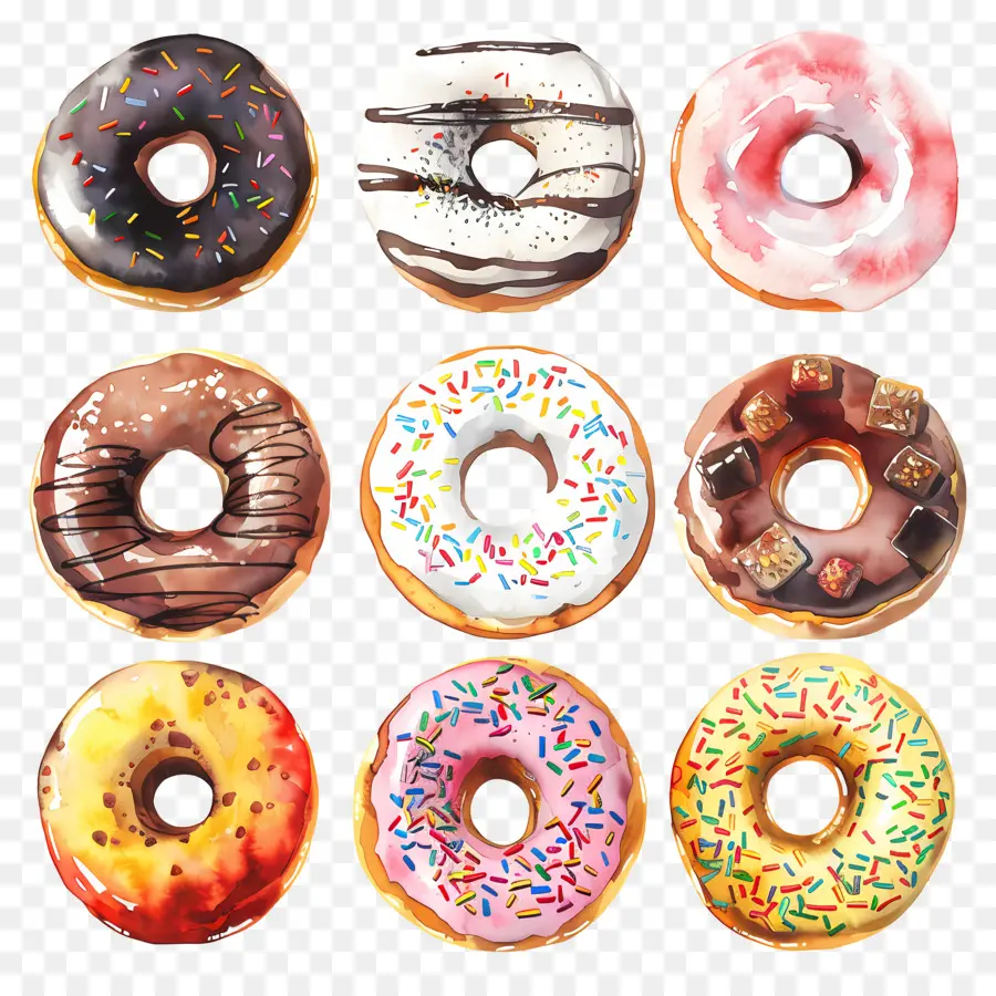 Donut，акварельные картины PNG