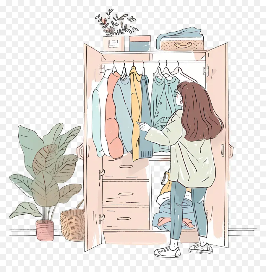 женщина берет одежду，Wardrobe PNG