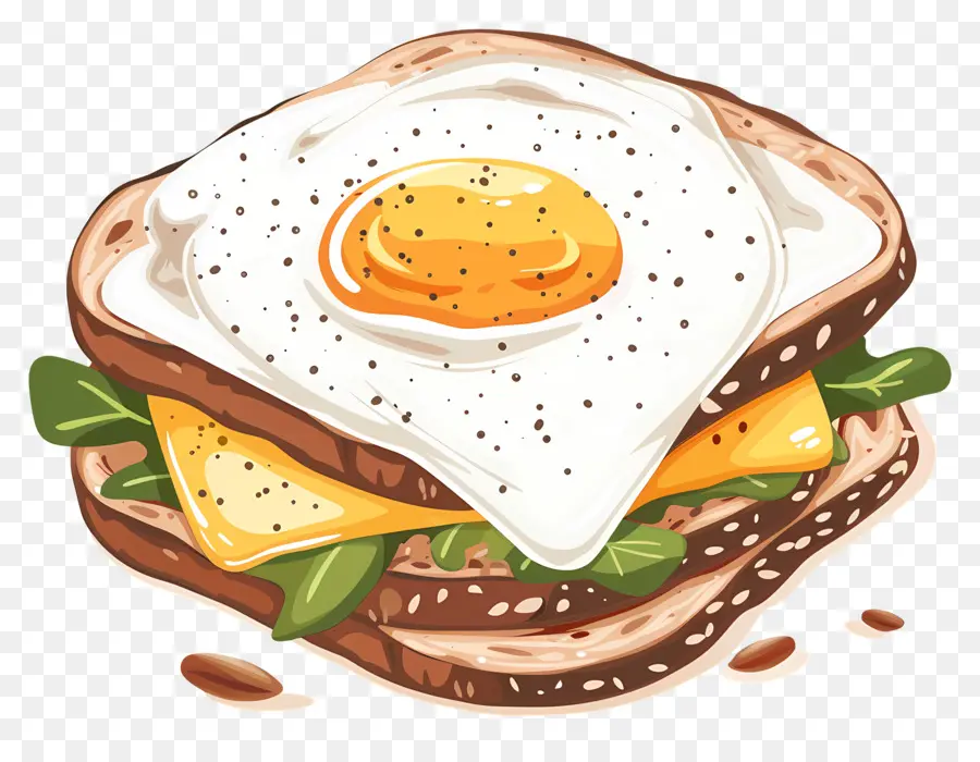 Egg Sandwich，Жареный сэндвич с яйцом PNG