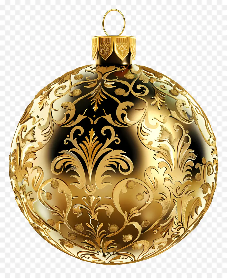 золотой рождественский орнамент，Christmas Decoration PNG